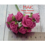 Букетик роз из фоамирана кудрявые, 10 шт, малиновые