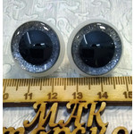 Безопасные глазки с серебристой радужкой, с фиксаторами. Размер 20 мм.