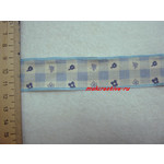 Лента хлопковая голубая клетка с рисунком, 25 мм